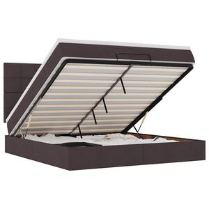 vidaXL Osmaņu gultas rāmis ar matrača tum&scaron;i brūns 180x200cm audums