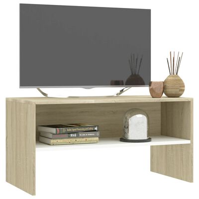 vidaXL TV skapītis, 80x40x40 cm, balts, ozolkoka krāsā, skaidu plāksne