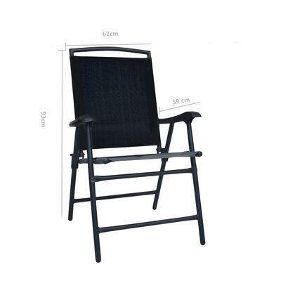 vidaXL saliekami dārza krēsli, 2 gab., tekstilēns, melni