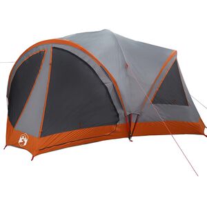 vidaXL Ģimenes Telts 10-Cilvēkiem Pelēka un oranža 460 x 430 x 214 cm
