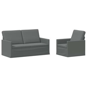 vidaXL Dīvānu komplekts 2 pcs Tum&scaron;i pelēka Audums