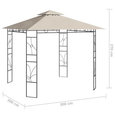 vidaXL dārza nojume, 3x3x2,7 m, krēmkrāsas, 160 g/m²