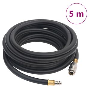 vidaXL hibrīda gaisa &scaron;ļūtene, melna, 0,6", 5 m, gumija un PVC