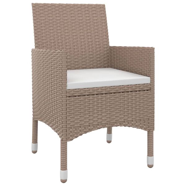 vidaXL 7-daļīgs dārza mēbeļu komplekts, matrači, rotangpalma, stikls