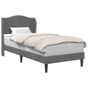 vidaXL Gultas rāmis ar galvas klāju Tum&scaron;i pelēka 90 x 190 cm Samts