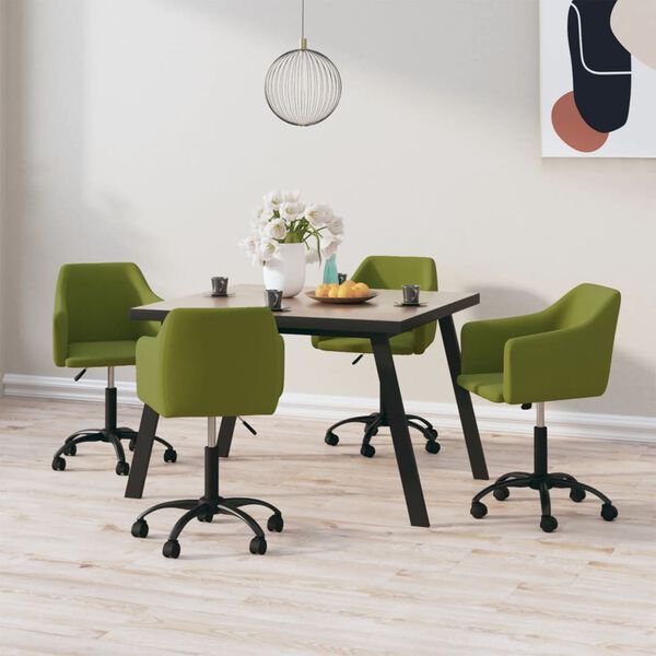 vidaXL grozāmi virtuves krēsli, 4 gab., gai&scaron;i zaļ&scaron; samts