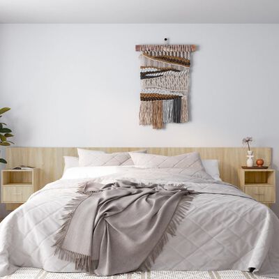 vidaXL gultas galvgalis ar skapīšiem, ozola krāsā, inženierijas koks