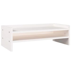 vidaXL monitora paliktnis, balts, 50x24x16 cm, priedes masīvkoks