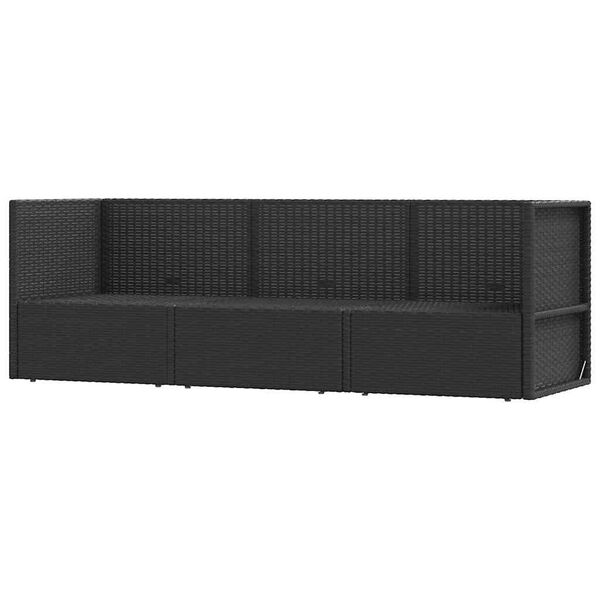 vidaXL 3-daļīgs dārza atpūtas mēbeļu komplekts, melna PE rotangpalma