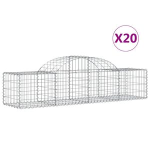 vidaXL arkveida gabiona grozi, 20 gb., 200x50x40/60 cm, cinkota dzelzs