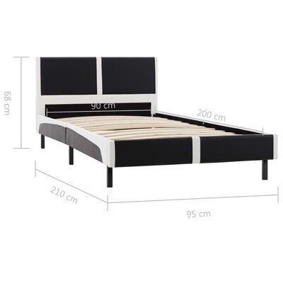 vidaXL gultas rāmis, 90x200 cm, balta un melns mākslīgā āda