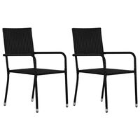 vidaXL dārza krēsli, 2 gab., melna PE rotangpalma
