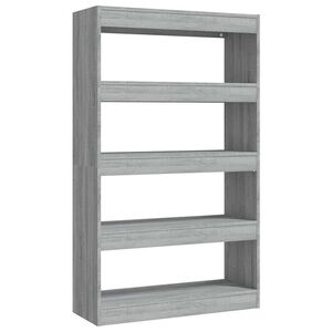 vidaXL grāmatu plaukts, pelēka ozola, 80x30x135 cm, inženierijas koks