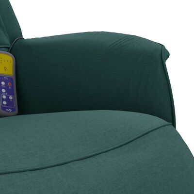 vidaXL masāžas krēsls ar kāju balstu, atgāžams, tumši zaļš audums