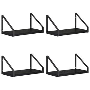 vidaXL Sienas plaukti 4 gab. Melns ozols 30 x 16 x 15,5 cm