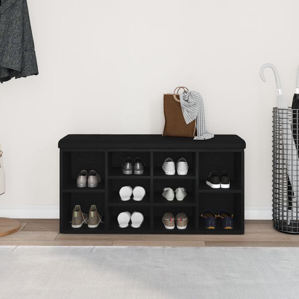 vidaXL Apavu panka Melns ozolkoks 102 x 32 x 50 cm Inženierijas koks