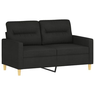 vidaXL trīsdaļīgs dīvānu komplekts ar spilveniem, melns audums
