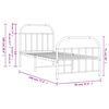 vidaXL gultas rāmis ar galvgali un kājgali, balts metāls, 90x190 cm