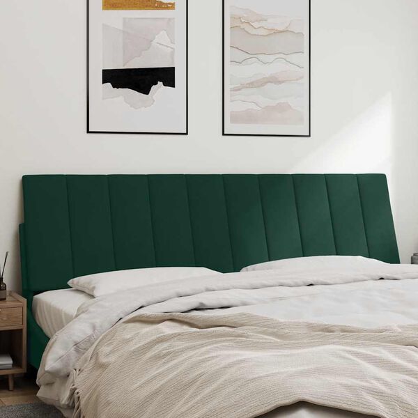 vidaXL galvgaļa spilvens, Hanko, tum&scaron;i zaļ&scaron;, 180 cm, samts