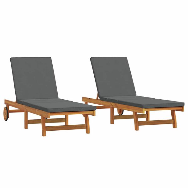 vidaXL Sauļošanās krēsls ar spilvenu 2 pcs Brūna 63 x 199 x 85cm