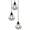 vidaXL griestu lampa ar dimantu dizainu, melna, 3 x E27 spuldzes