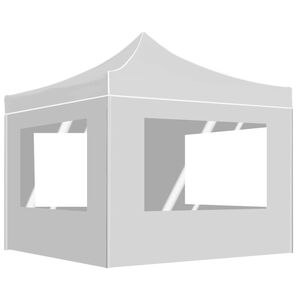 vidaXL saliekama svinību nojume ar sienām, balta, 2x2 m, alumīnijs
