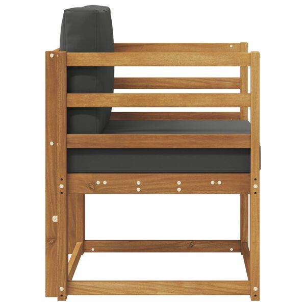 vidaXL Āra dīvāns Cieta akācijas koks un poliesters Dabiska