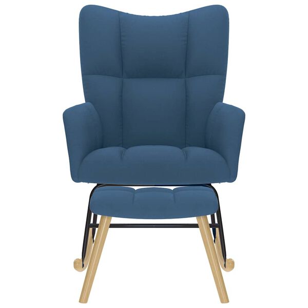 vidaXL &scaron;ūpuļkrēsls ar kājsoliņu, zils audums