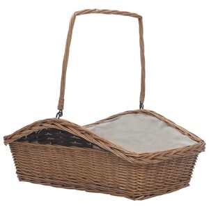 vidaXL malkas grozs ar rokturi, 61,5x46,5x58 cm, brūns vītola koks