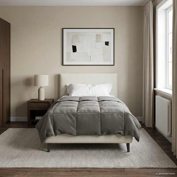 vidaXL Pilnas gada sega Tiltiņ&scaron; Gai&scaron;i pelēks 155 x 200 cm Mikro&scaron;ķiedra