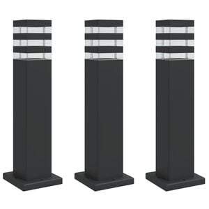 vidaXL āra grīdas lampas, 3 gb., melns, 50 cm, alumīnijs