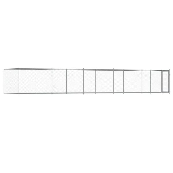 vidaXL suņu būris ar durvīm, pelēks, 10x2x1,5 m, cinkots tērauds