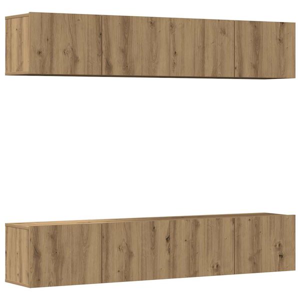vidaXL 4-daļīgs pie sienas stiprināms TV skapja komplekts Artisan Oak