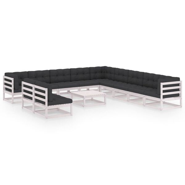 vidaXL 12-daļīgs dārza atpūtas mēbeļu komplekts ar matračiem, priede