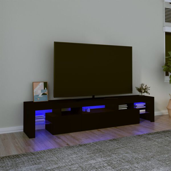vidaXL TV skapītis ar LED apgaismojumu, melns, 200x36,5x40 cm