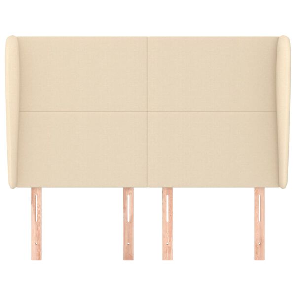 vidaXL galvgalis ar malām, 147x23x118/128 cm, krēmkrāsas audums