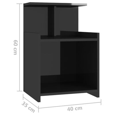 vidaXL naktsskapītis, spīdīgi melns, 40x35x60 cm, kokskaidu plāksne