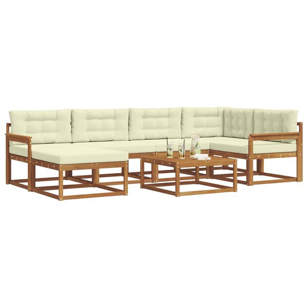 vidaXL Āra dīvānu komplekts ar spilvenu 7 pcs Dabisks un krējuma