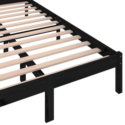 vidaXL gultas rāmis, priedes masīvkoks, 120x200 cm, melns