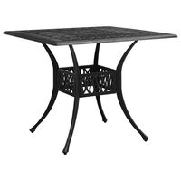vidaXL dārza galds, melns, 90x90x73 cm, liets alumīnijs