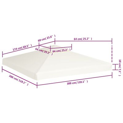 vidaXL nojumes jumta maiņas pārklājs, 3 x 3 m, 310 g/m², krēmbalts