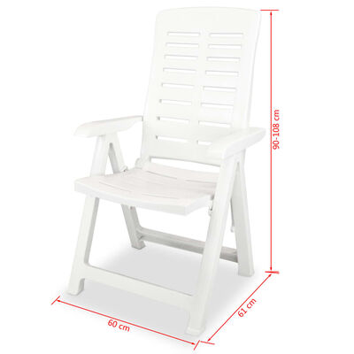 vidaXL atgāžami dārza krēsli, 4 gab., plastmasa, balti