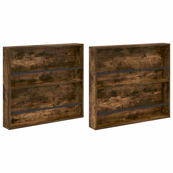 vidaXL Žurnālu statīvs ar plauktu 2 pcs Dūmaka ozols 80 x 12 x 70 cm