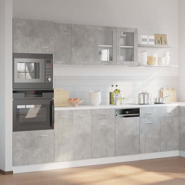 vidaXL 7-daļīgs virtuves skapju komplekts, Lyon, betona pelēks