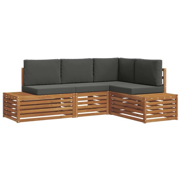 vidaXL Āra dīvānu komplekts ar spilvenu 4 Gabals Dabisks un antracīts