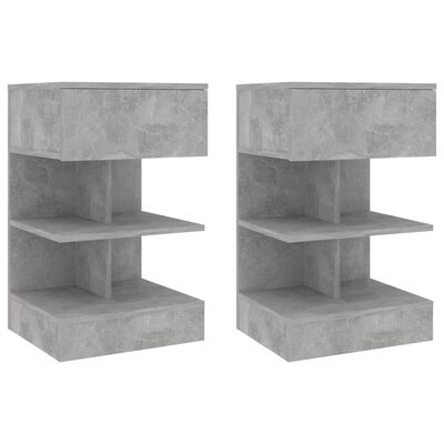 vidaXL naktsskapīši, 2 gab., 40x35x65 cm, betona pelēki
