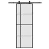 vidaXL bīdāmās durvis ar stiprinājumiem, melns, stikls, 76x205 cm