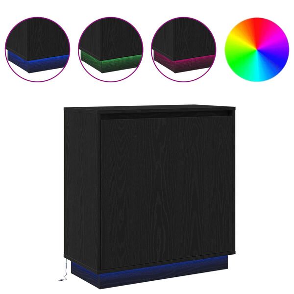 vidaXL Sānu galds Melns ozolkoks 71 x 34.5 x 75 cm Inženierijas koks