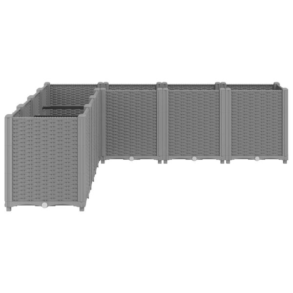 vidaXL dārza puķu kaste, gai&scaron;i pelēka, 160x160x53 cm, PP