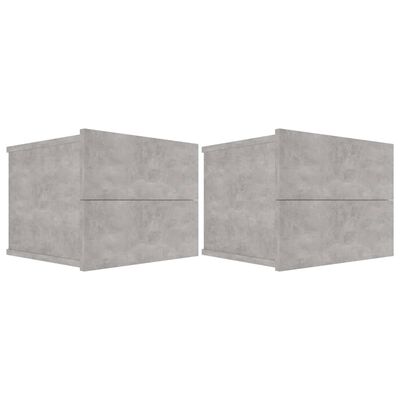 vidaXL naktsskapīši, 2 gab., betona pelēki, 40x30x30cm, skaidu plāksne